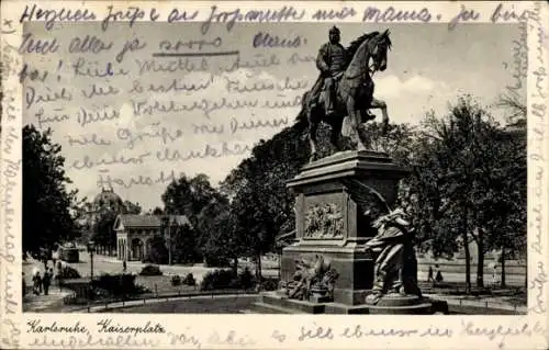 Ak Karlsruhe in Baden, Kaiserplatz, Denkmal