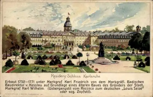 Künstler Litho Kley, H., Karlsruhe in Baden, Residenz-Schloss, Denkmal