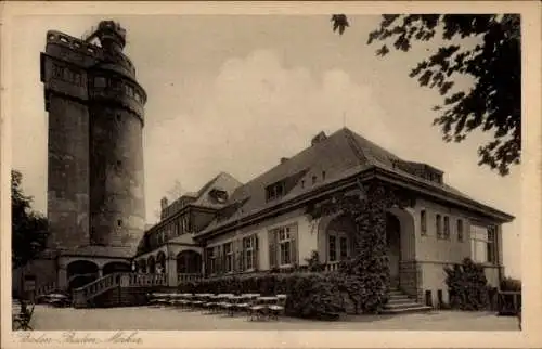 Ak Baden Baden am Schwarzwald, Merkurberg-Hotel und Restaurant, Merkur-Turm