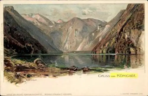 Künstler Litho Deuchert, Königsee Königssee Oberbayern, See, Berge