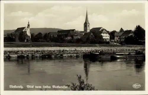 Ak Neckarelz Mosbach am Odenwald, Teilansicht vom linken Nekarufer