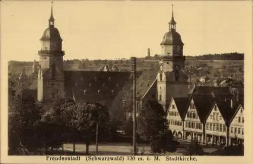 Ak Freudenstadt im Schwarzwald, Teilansicht, Stadtkirche