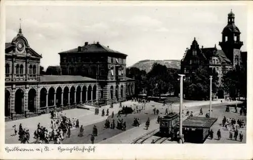 Ak Heilbronn am Neckar, Hauptbahnhof, Straßenbahn