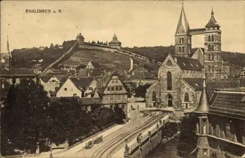 Ak Esslingen am Neckar, Teilansicht, Kirche