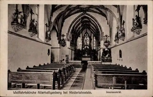 Ak Niederlahnstein Lahnstein am Rhein, Wallfahrtskirche Allerheiligenberg, Innenansicht