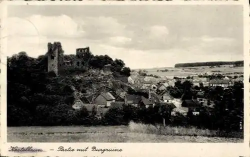 Ak Kastellaun im Hunsrück, Gesamtansicht, Burgruine