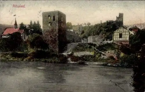 Ak Altwied Neuwied am Rhein, Teilansicht, Turm