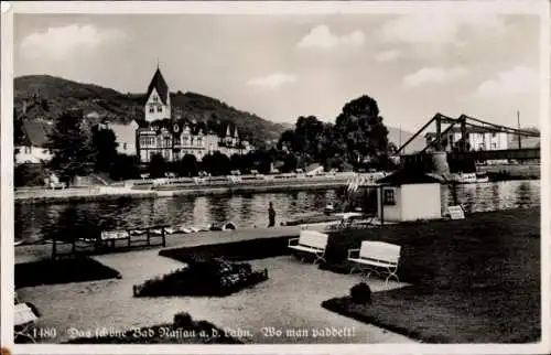 Ak Nassau an der Lahn, Uferpartie, Wo man paddelt