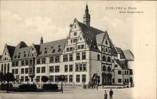 Ak Koblenz in Rheinland Pfalz, Eckansicht vom neuen Realgymnasium