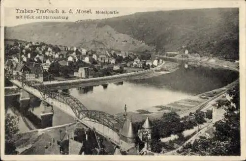 Ak Traben Trarbach an der Mosel, Teilansicht, Brücke, Starkenburg