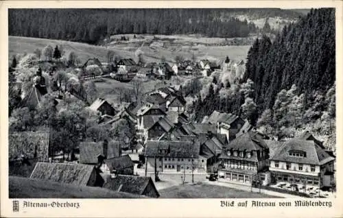 Ak Altenau Clausthal Zellerfeld im Oberharz, Gesamtansicht vom Mühlenberg aus