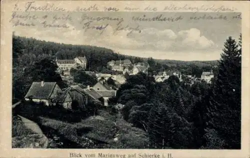 Ak Schierke Wernigerode im Harz, Gesamtansicht vom Marienweg