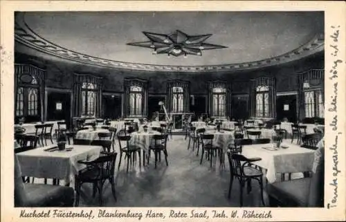 Ak Blankenburg am Harz, Kurhotel Fürstenhof, Roter Saal