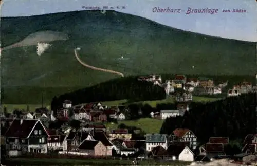 Ak Braunlage im Oberharz, Blick von Süden gegen den Wurmberg