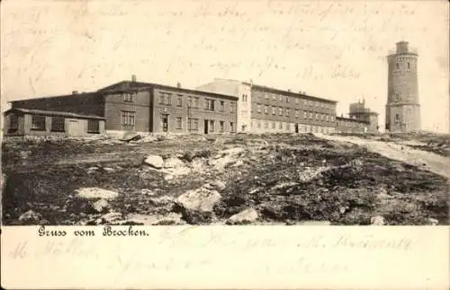 Ak Brocken im Harz, Brockenturm, Brockenhotel