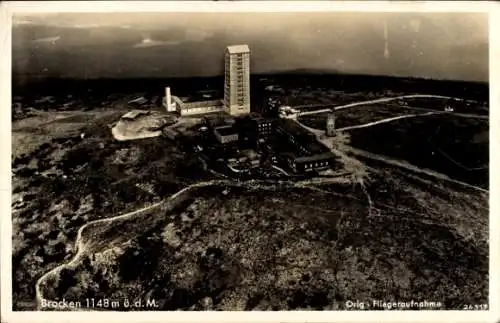 Ak Brocken im Harz, Fliegeraufnahme, Turm