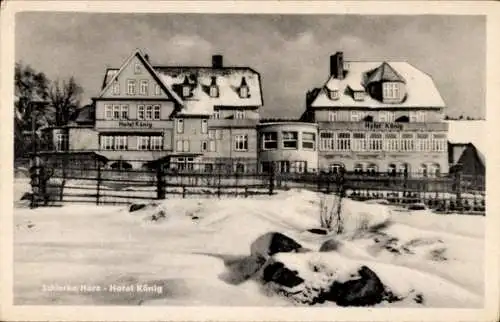 Ak Schierke Wernigerode im Harz, Hotel König, Winter