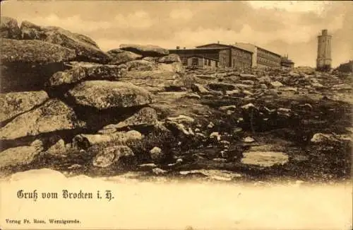 Ak Brocken im Harz, Brockenturm, Brockenhotel