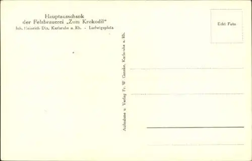 Ak Karlsruhe in Baden, Hauptausschank der Felsbrauerei Zum Krokodil