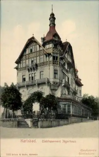 Ak Karlovy Vary Karlsbad Stadt, Etablissement Jägerhaus