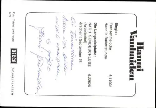 Ak Schauspielerin Hanni Vanhaiden, Portrait, Autogramm