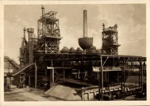 Ak Borbeck Mitte Essen im Ruhrgebiet, Fabrik Friedr. Krupp, Hochöfen und Gießbetten