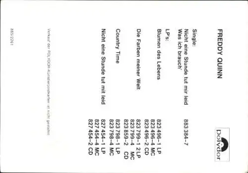 Ak Sänger und Schauspieler Freddy Quinn, Porträt, Autogramm