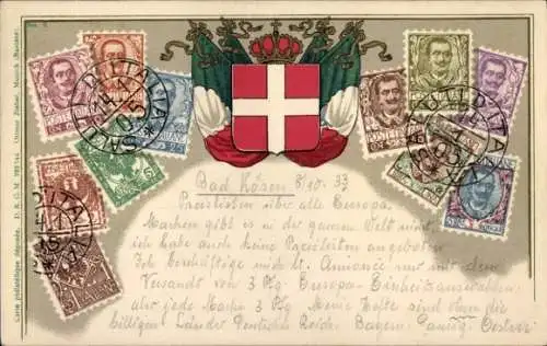 Briefmarken Ak Italien, Wappen, Ottmar Zieher