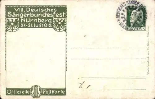 Künstler Wappen Ak Nürnberg in Mittelfranken, 50 Jahrfeier Deutscher Sängerbund 1912