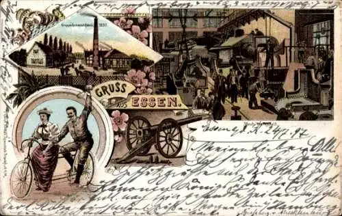 Litho Essen im Ruhrgebiet Nordrhein Westfalen, Mechanische Werkstatt, Kanone