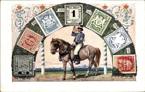 Ganzsachen Briefmarken Ak König Ludwig III. von Bayern, Postillon