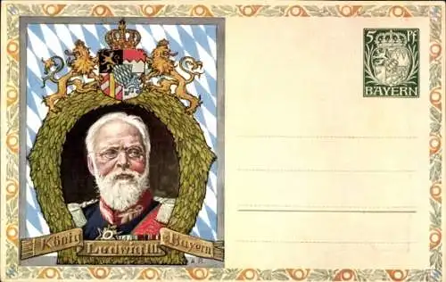 Ganzsachen Briefmarken Ak König Ludwig III. von Bayern, Postillon