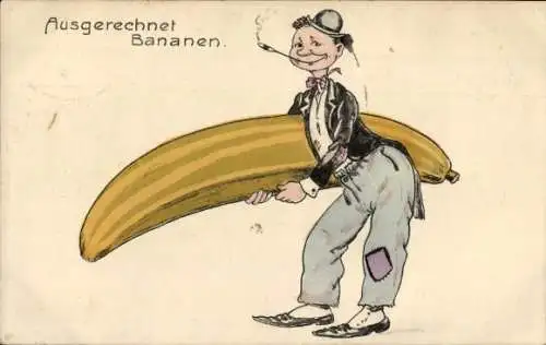 Ak Rauchender Mann mit Banane, Frucht, Obst