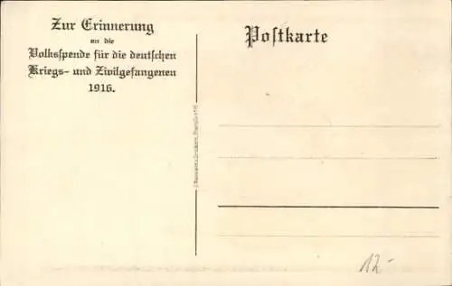 Künstler Ak Hohlwein, Ludwig, Volksspende für die deutschen Kriegs- und Zivil-Gefangenen 1916