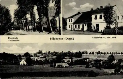 Ak Newskoje Pillupönen Ostpreußen, Dorfstraße, Geschäftshaus