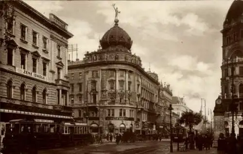 Ak Budapest Ungarn, Rákóczi út, Straßenbahn