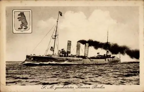 Ak Deutsches Kriegsschiff, SMS Berlin, Geschützter Kreuzer, Kaiserliche Marine