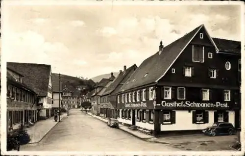 Ak Alpirsbach im Schwarzwald, Marktstraße, Gasthof Schwanen, Post