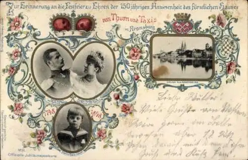 Ak Regensburg, Festfeier der 150jährigen Anwesenheit des fürstlichen Hauses Thurn und Taxis 1898