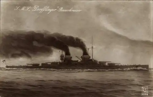 Ak Deutsches Kriegsschiff, SMS Derfflinger, Panzerkreuzer, Kaiserliche Marine