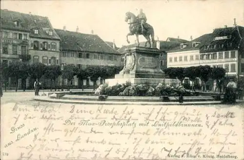 Ak Landau in der Pfalz, Max Josephsplatz, Luitpoldbrunnen