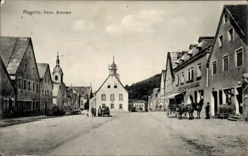 Ak Pegnitz in Oberfranken, Straßenpartie, Gasthof, Kutsche