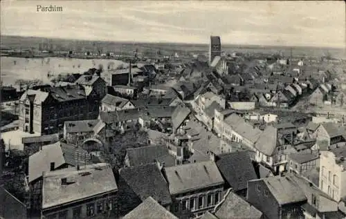 Ak Parchim Mecklenburg, Blick über die Stadt hinweg