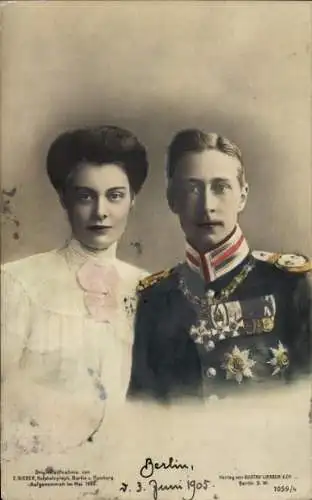 Ak Kronprinz Wilhelm, Kronprinzessin Cecilie, Porträt