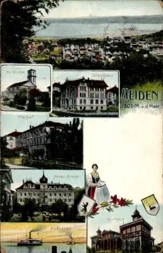 Ak Heiden Kanton Appenzell Außerrhoden, Hotel Krone, Freihof, Evangelische Kirche, Kurhalle