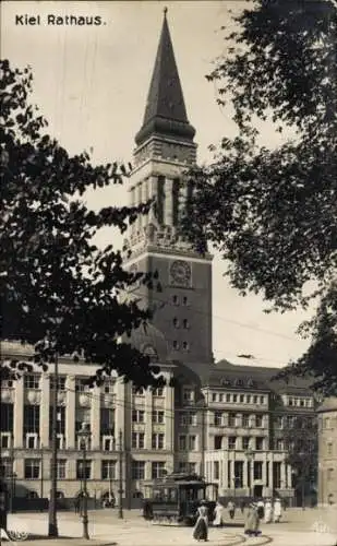 Ak Kiel in Schleswig Holstein, Rathaus, Tram