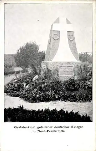 Ak Nordfrankreich, Grabdenkmal gefallener deutscher Krieger