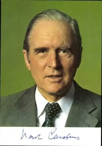 Foto Politiker Karl Carstens, Bundespräsident, Portrait, Autogramm