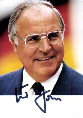 Foto Bundeskanzler Helmut Kohl, Portrait, Autogramm