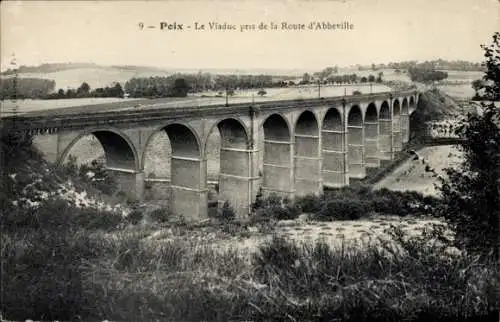 Ak Poix Somme, Viaduc pris de la Route d'Abbeville